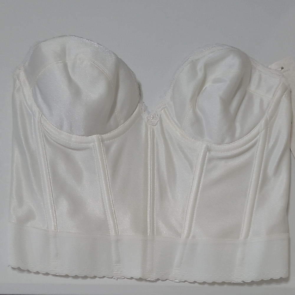 NWT Adonna White Satiny Low Back Bustier size 36B